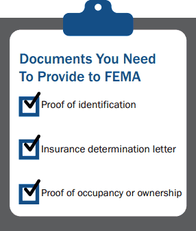 Documents you need to present FEMA